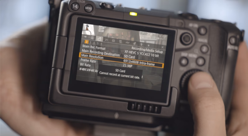 Screenshot of camera recording settings menu displayed on LCD screen.